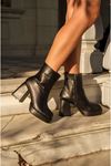 Siyah Cilt Tasarım Topuklu Kadın Ayakkabı Layana