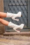 Beyaz Cilt Çift  Platform Özel Tasarım Kadın Ayakkabı Spica