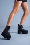 Siyah Cilt Çift Fermuarlı Platform  Kadın Ayakkabı Baylee