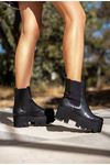 Siyah Cilt Lastik Detaylu  Platform  Kadın Ayakkabı Nice