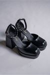 Sandy Siyah Cilt Taşlı Platform Kadın Ayakkabı