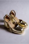 Sandy Altın Kırışık  Taşlı Platform Kadın Ayakkabı