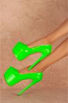 Josie Neon Yeşil Yüksek Kadın Topuklu Ayakkabı 19 Cm