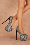 Josie Zebra Beyaz Yüksek Kadın Topuklu Ayakkabı 19 Cm