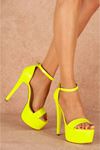 Deep Neon Sarı Rugan Yüksek Topuklu Kadın Ayakkabı