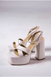 Selena Beyaz Cilt Tasarım Platform Kadın Ayakkabı