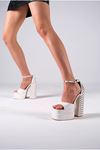 Beyaz Cilt Çift  Platform Tasarım Gelinlik Kadın Ayakkabı Aruna