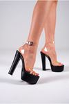 Siyah Cilt - Şeffaf Yüksek Topuklu Kadın Ayakkabı Helen