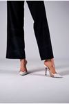 Beyaz Rugan -Şeffaf Kadın İnce Topuklu Ayakkabı Stiletto Vario