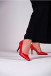 Kırmızı Cilt  Kadın İnce Topuklu Ayakkabı Stiletto Demure