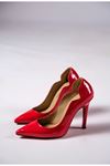 Kırmızı Rugan Kadın Topuklu Özel Tasarım Ayakkabı Stiletto Happy