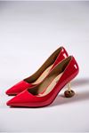 Kırmızı Rugan Kadın Özel Tasarım Topuklu Ayakkabı Stiletto Renate