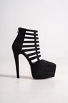 Siyah Süet Platform Özel Tasarım  Topuklu Platform Kadın Ayakkabı Comfort