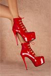 Rose Kırmızı Rugan Kadın Topuklu Ayakkabı