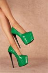 Josie Zümrüt Yeşil Krokanlı  Yüksek Kadın Topuklu Ayakkabı 19 Cm