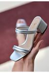 Renti Gri Cilt Topuklu Terlik