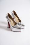 Gümüş Parlak Yılan  Özel Tasarım Platform Kadın Ayakkabı Mila