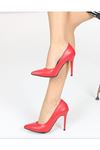 Cendi Kırmızı Cilt Stiletto Ayakkabı