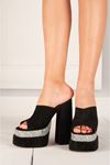 Siyah Süet Victoriaaa Platform Kadın Ayakkabı