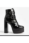 Kadın Platform Yüksek Topuklu Bot Gotik Siyah Rugan