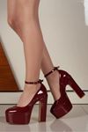 Foxy Bordo Rugan Platform Bilekten bağlamalı Ayakkabı