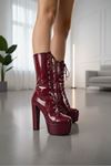 Duke Bordo Rugan Platfrom Kalın Topuklu Kadın Bot