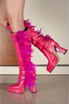 Violettt Püsküllü Fuşya Kadın Sivri Burun Platform Çizme