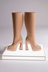 Jollyyy Nude Cilt Kadın Çift Platform Yüksek Topuklu Çizme