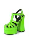 Camila Neon Yeşil Rugan Çift Platform Tasarım Kadın Ayakkabı