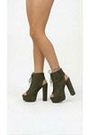 Elara Haki Yeşil Platform Arka Açık Tasarım Kadın Ayakkabı
