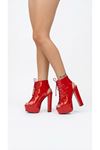 Elara Kırmızı Rugan Platform Arka Açık Tasarım Kadın Ayakkabı