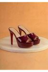 Dylan Kadın Bordo Rugan Özel Tasarım İnce Topuklu Terlik