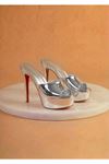 Dylan Kadın Gümüş Ayna Özel Tasarım İnce Topuklu Terlik
