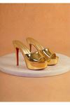 Dylan Kadın Gold Ayna Özel Tasarım İnce Topuklu Terlik
