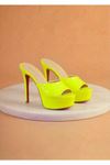 Dylan Kadın Neon Sarı Özel Tasarım İnce Topuklu Terlik